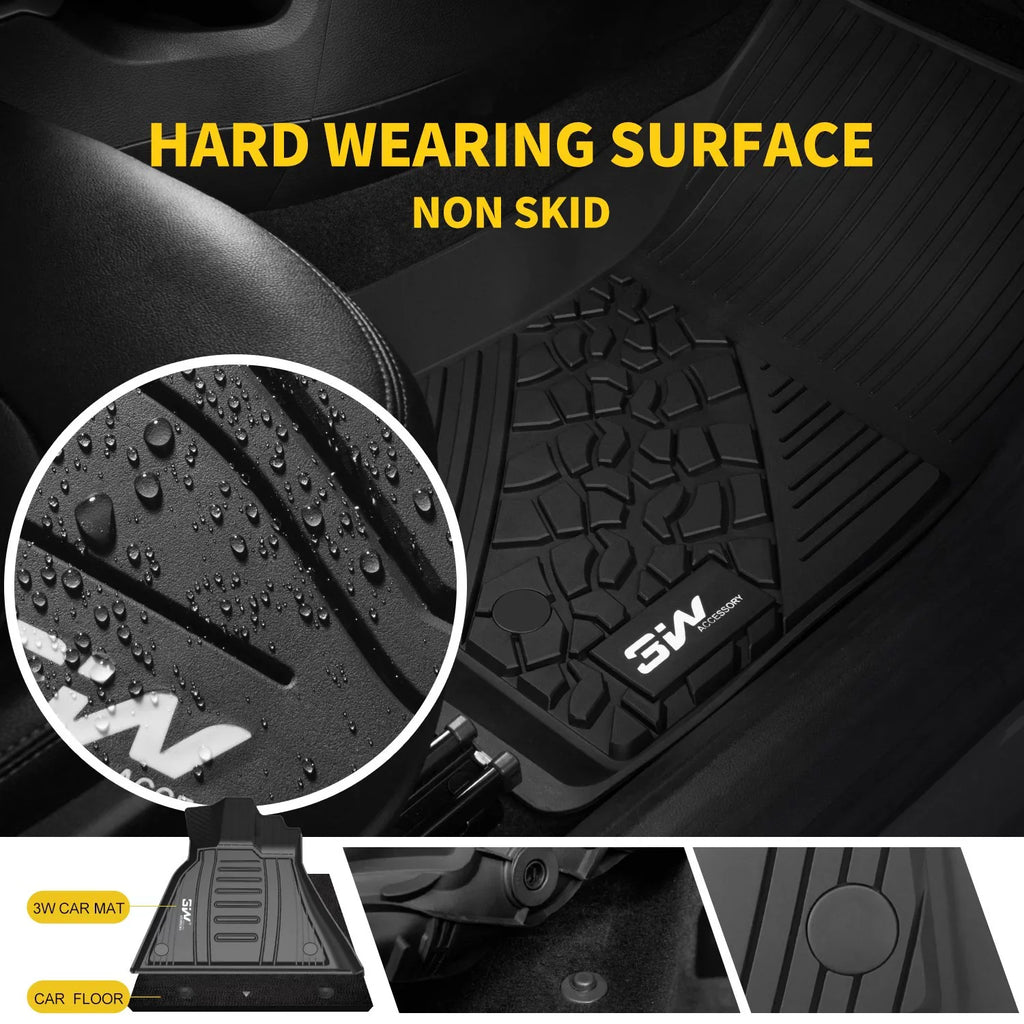 Odorless Floor 2017-2023 Body Mats 2 with (New Liner Jeep Floor Compass Front seat design Rear TPE Full Set climate and Rows 3W All Black for Only),