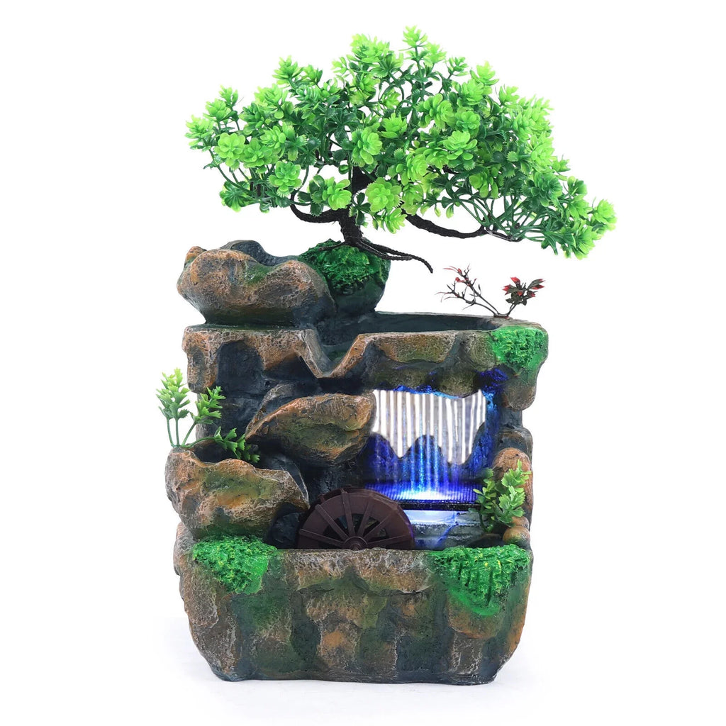 Zen Waterfall Indoor liquid Light with Feng Table LED Fountain Tabletop Decor Shui