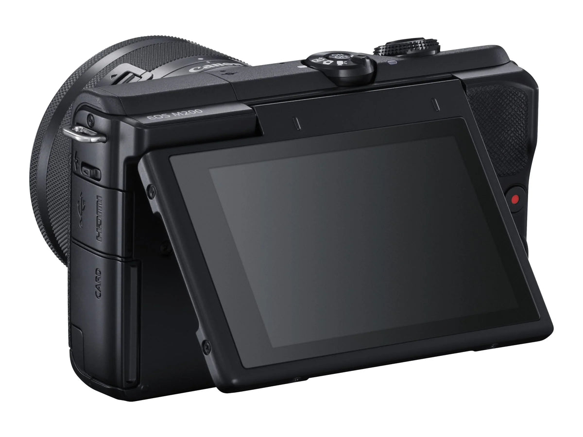 '- Canon Bluetooth lens mirrorless STM EOS / 24.1 Digital - M200 Wi-Fi, - - optical 4K fps - APS-C 15-45mm 3x MP - 25 EF-M - zoom camera IS - black