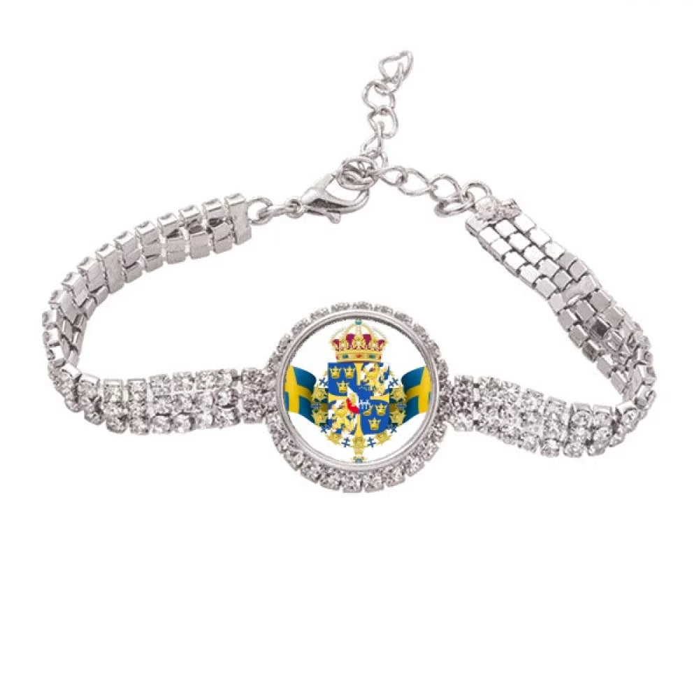 Emblem Chain Sweden National Diamond Symbol Tennis Bracelet Jewelry Anklet Country