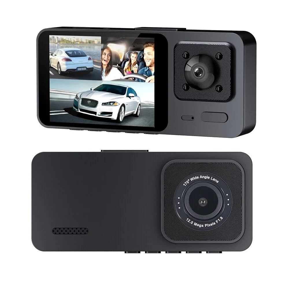 Dual Lens Dash Cam 1080P Lens Camera Video G-sensor Recorder Car 3 JLLOM Front/Rear/Inside HD