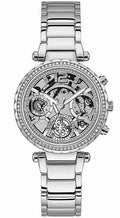 Crystallized Dial GW0403L1 Steel Watch Skeleton Stainless Guess Women's Glitz