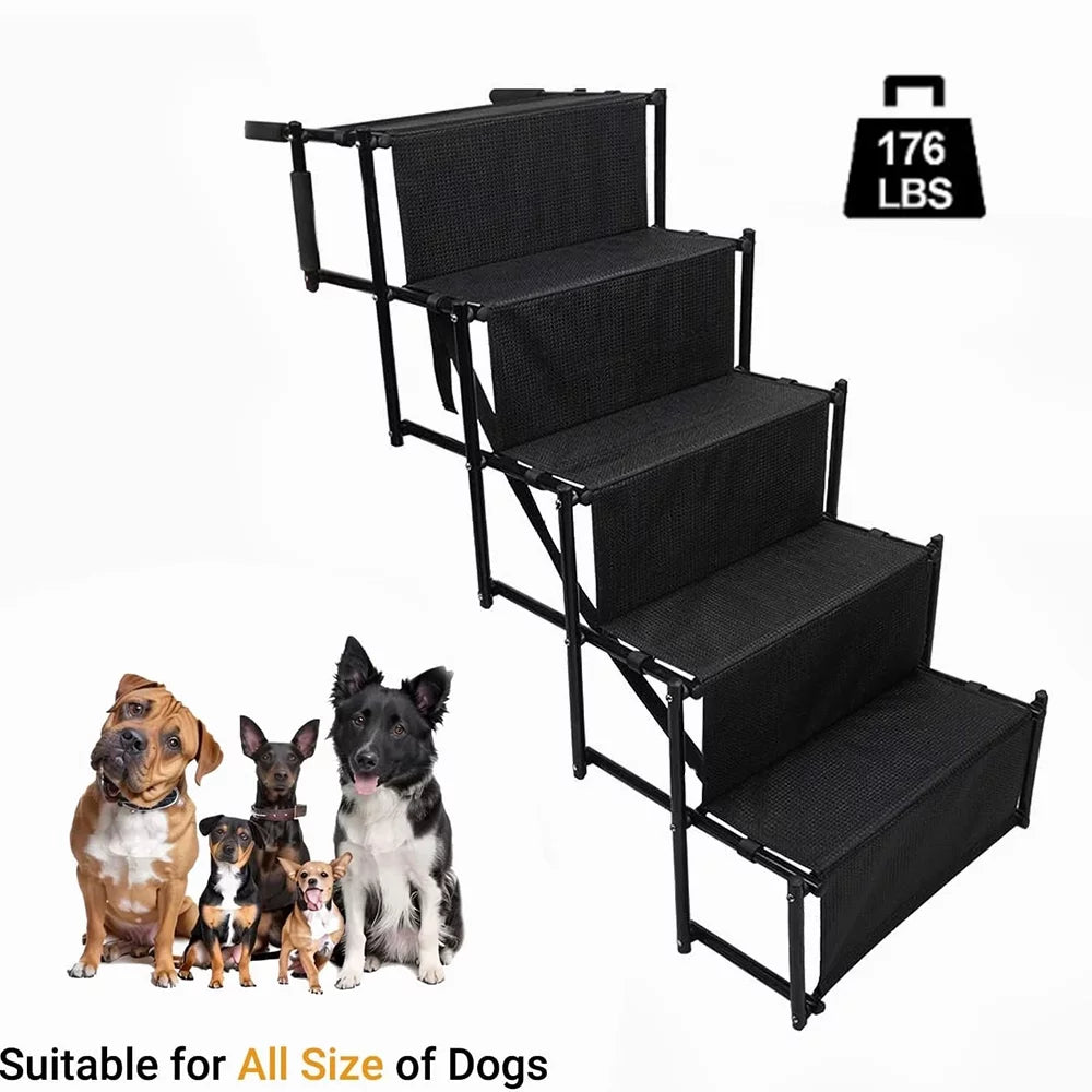 Sunb Stairs,Lightweight for Frame Ramp,Metal Nonslip Stairs Portable Foldable Steps Pet High Beds,Trucks,SUV,Car 4