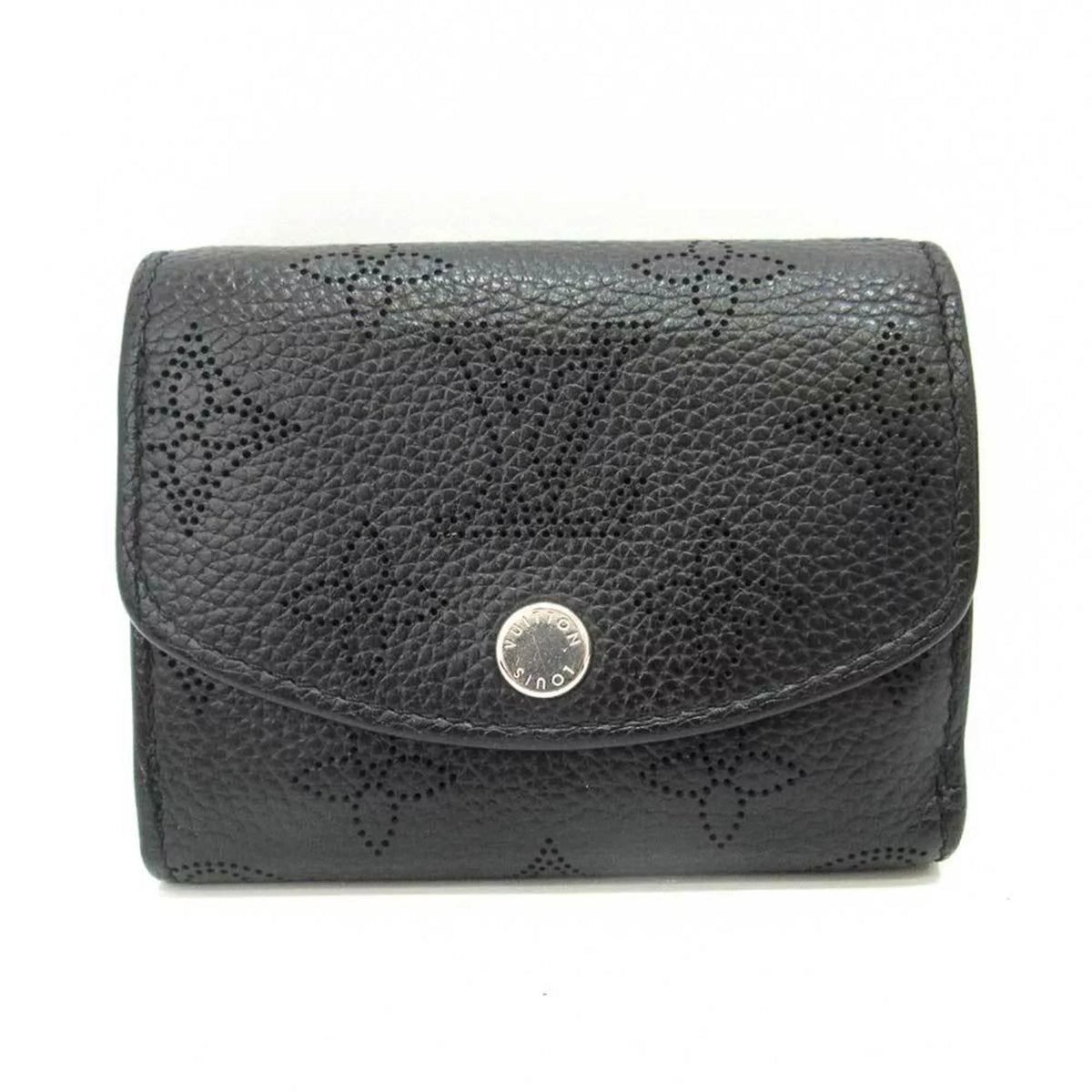 Monogram (Good) LOUISVUITTON Women's M67498 Mini Ilysse Wallet Black XS Pre-Owned Portofeu Mahina Trifold Noir