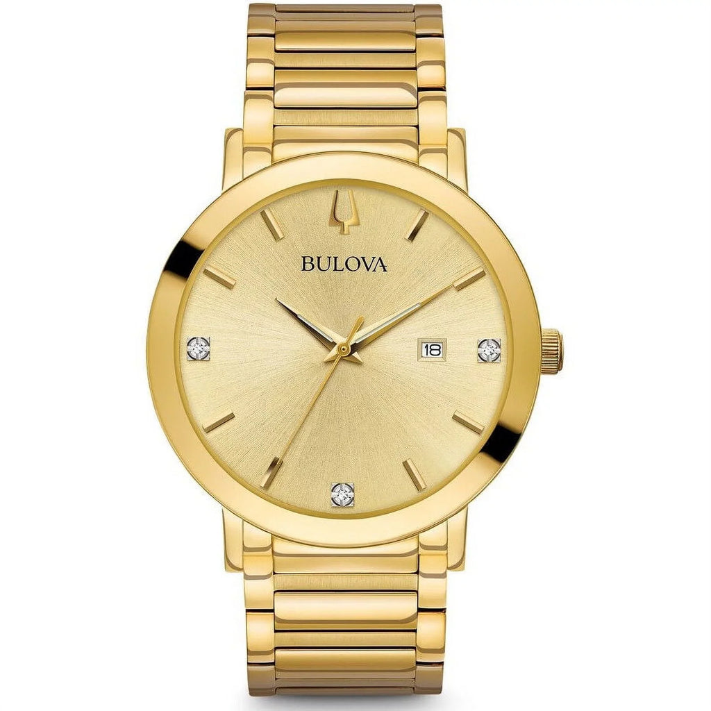 Bracelet Dial Modern Gold Tone Watch Diamond Men's Gold 97D115 Steel Bulova Yellow