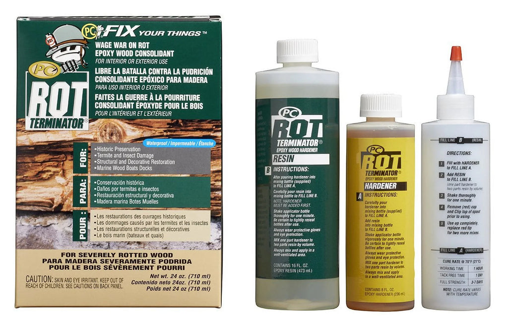 PC Amber Products Two-Part in Hardener, PC-Rot Terminator Bottles, Epoxy Wood 24oz 240618 Two