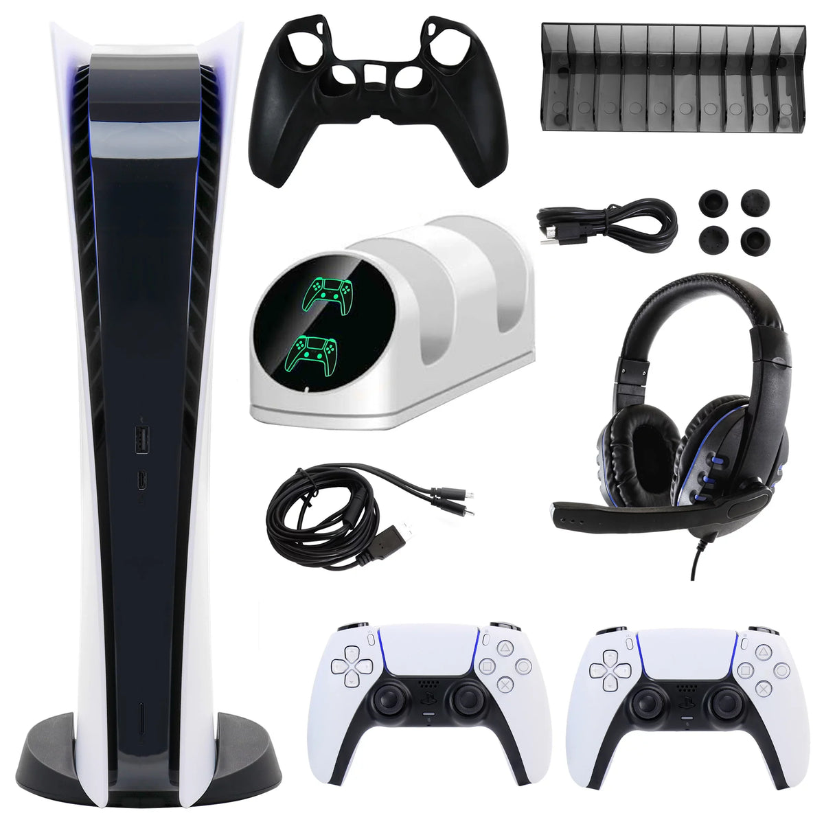 Dualsense Digital Version) Controller PlayStation 5 Kit Console and Accessories White (PS5, Digital Extra PlayStation with