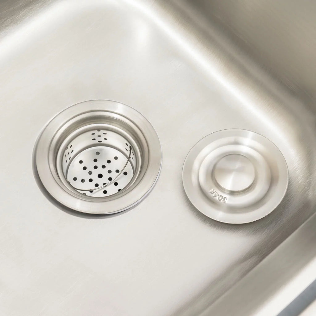 Sink Utility Aiqidi Sink Stainless Faucet+Drainpipe with Bowl & Kitchen Commercial Double Steel Prep Restaurant Basin Freestanding