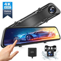 Control Voice Mirror 4K Front W/Night Rear Vision Camera IPS Dash Mirror Cam Monitor Dual & Touch H612T 12" Dash Screen, Vantop View Cars Camera, Parking -