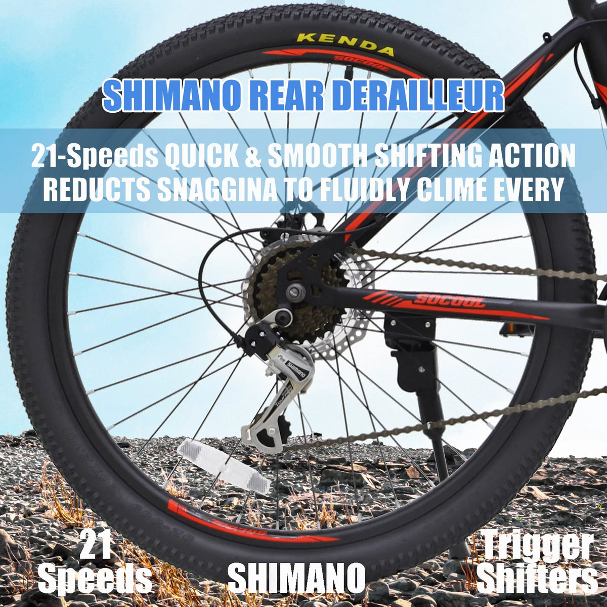 21 and Disc UF511BK bike inch City Bikes, Bike, Speed 26 Mountain Brake Road Full with Black, Adult Fork Teens, for Suspension Bike Orange or SOCOOL