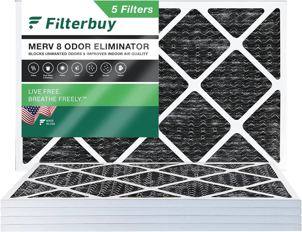 Filters Activated 8 Carbon Odor Pleated Eliminator 10x24x1 AC (5-Pack) Furnace Filterbuy with Air HVAC MERV