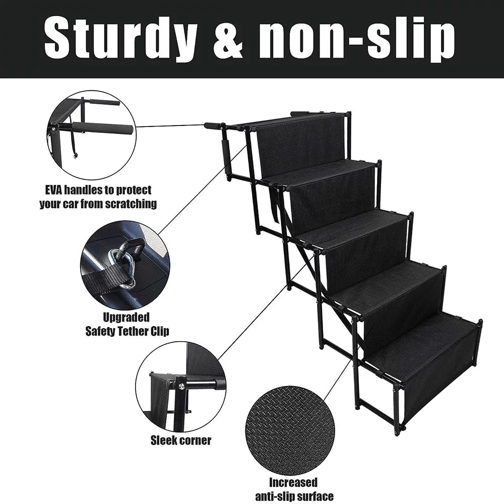 Sunb Stairs,Lightweight for Frame Ramp,Metal Nonslip Stairs Portable Foldable Steps Pet High Beds,Trucks,SUV,Car 4