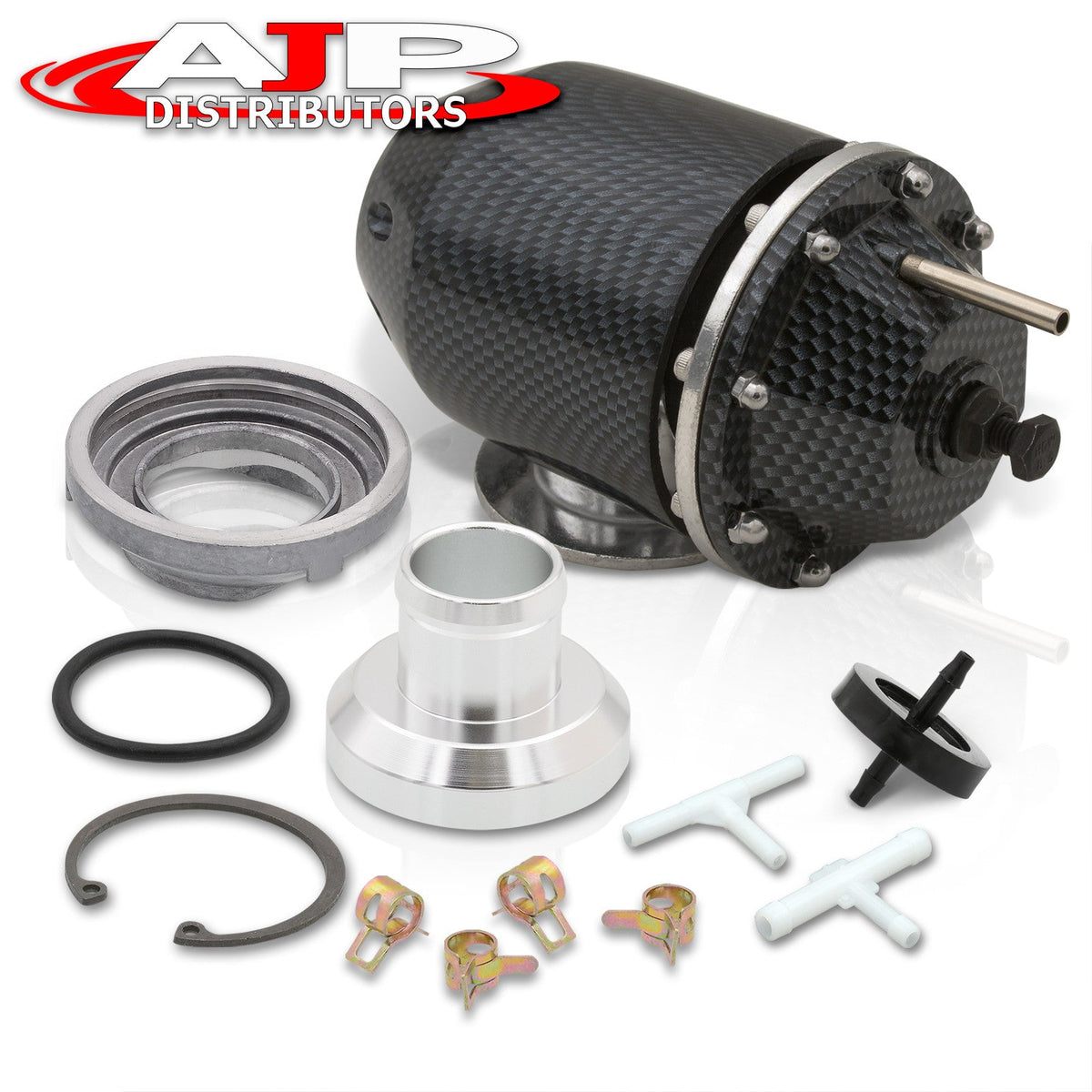 Blow Turbo (Carbon O-Ring design - Kit BOV Valve Turbocharger + SQV Billet Fiber) Weldable Off Aluminum Charger Universal Flange Adapter