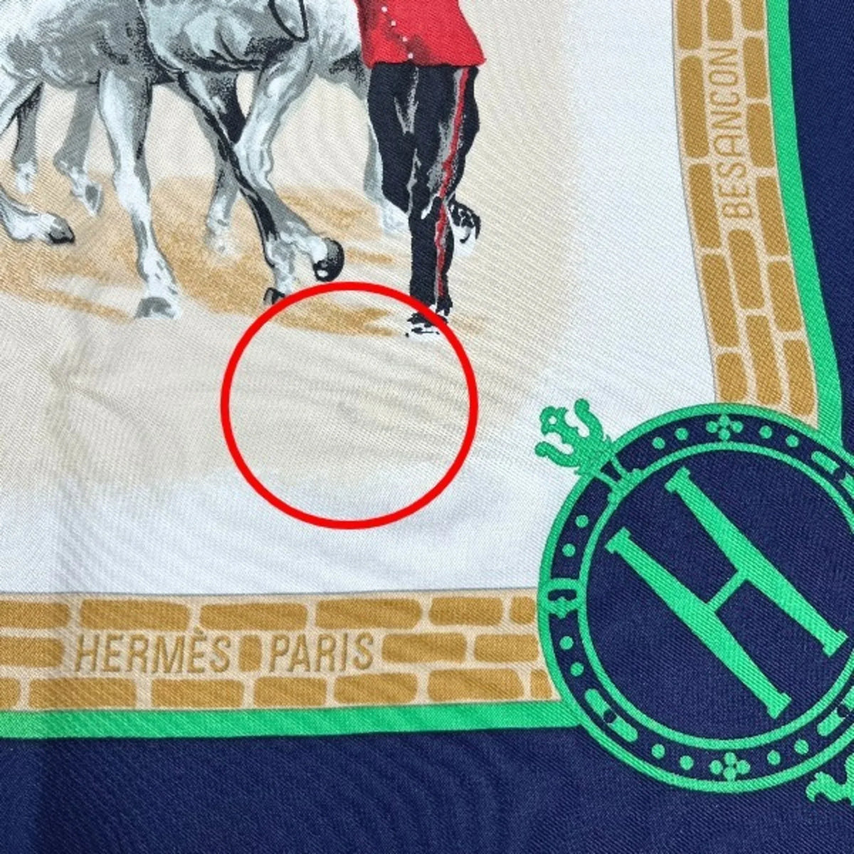 NATIONAUX Kare90 HARAS (Good) Scarf Navy LES HERMES Hermes Pre-Owned