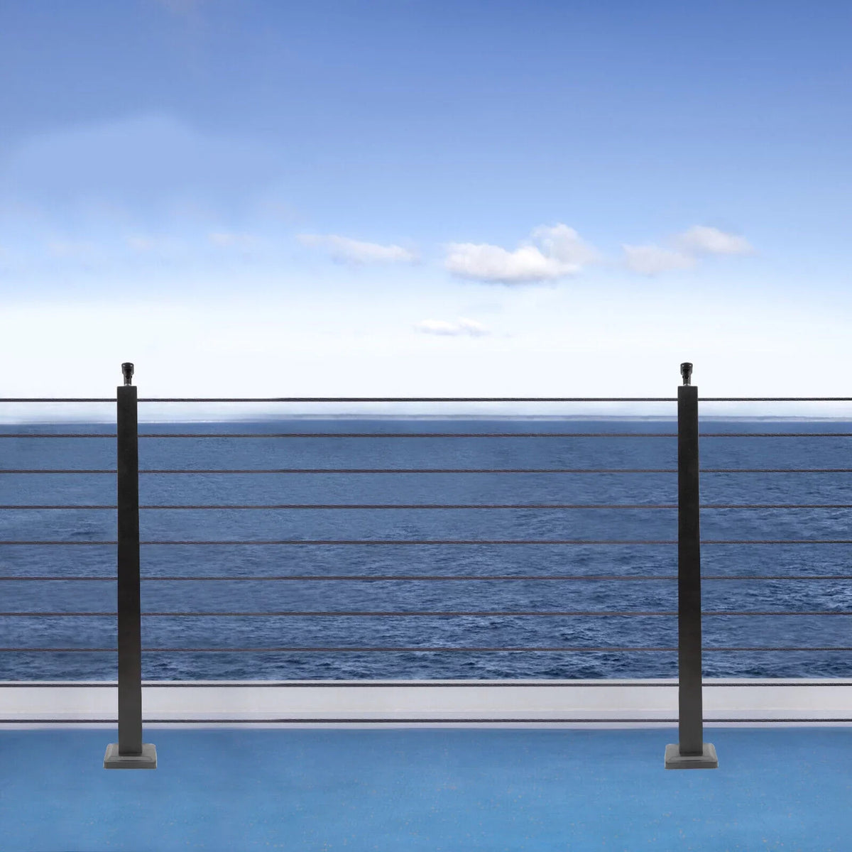 Cable Pre-Drilled Post System Steel Square Concrete Sides Level Deck Two Railing Stainless Wood Railing for Post Level Cable Fence 36''x2''x2''