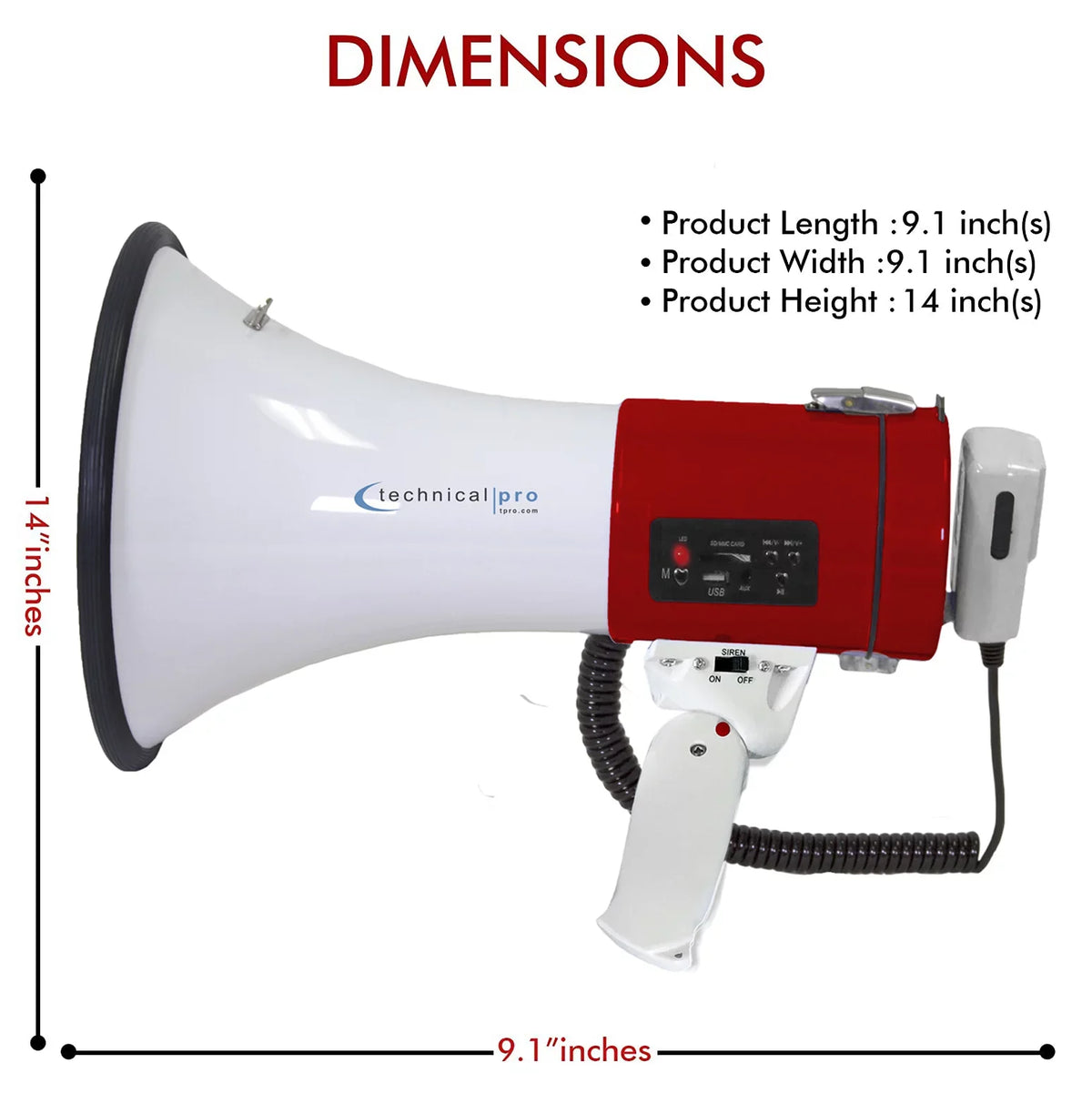 Portable w/Detachable Microphone, Speaker Megaphone Bullhorn - Siren And Lightweight Pro Strap Cheer Technical Police - Professional Detachable Voice 75-Watt Red Bullhorn leading for exterior PA