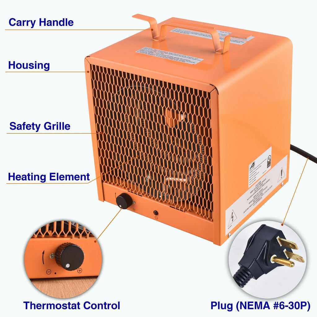 Hz,3 NEMA#6-30R,Industrial the Phase Heater, Watt 240 4800 , Volt/60 Forced Plug Fan Aain