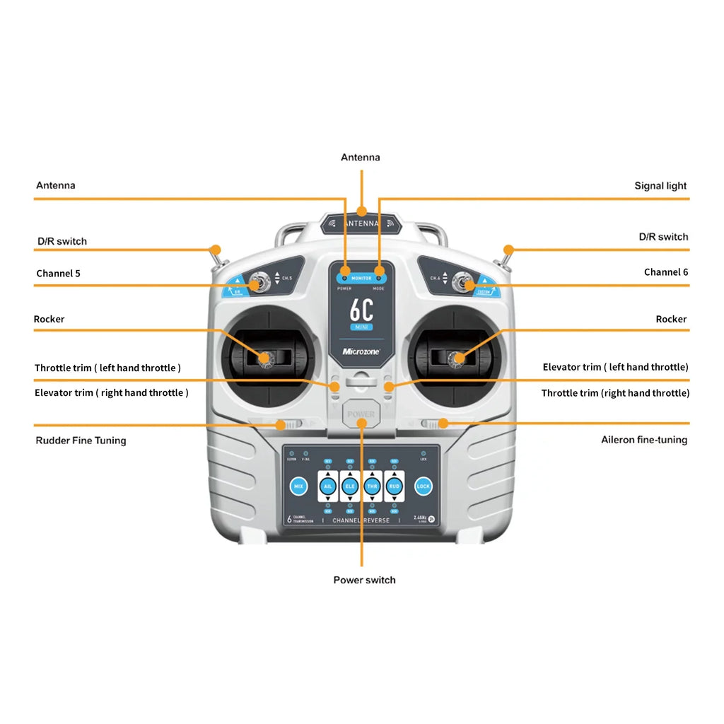 Multirotor Helicopter Car Remote Mode Microzone 2 RC Boat Drone for Airplane 6CH Controller