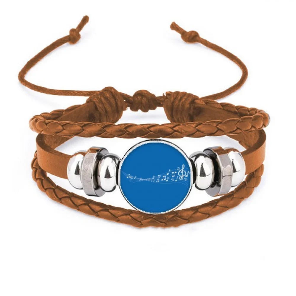 Ornament Deco Fashion Terweavg Wristband Art Jewelry Staff Leather 5-le Blue Bracelet