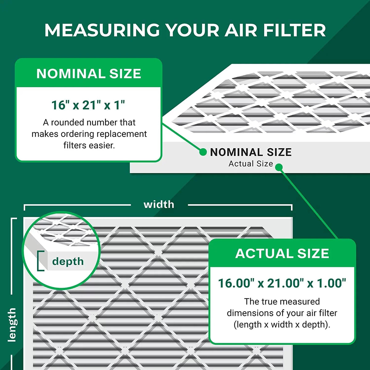 Filters Furnace Pleated (6-Pack) 8 16x21x1 Filterbuy Air HVAC AC MERV