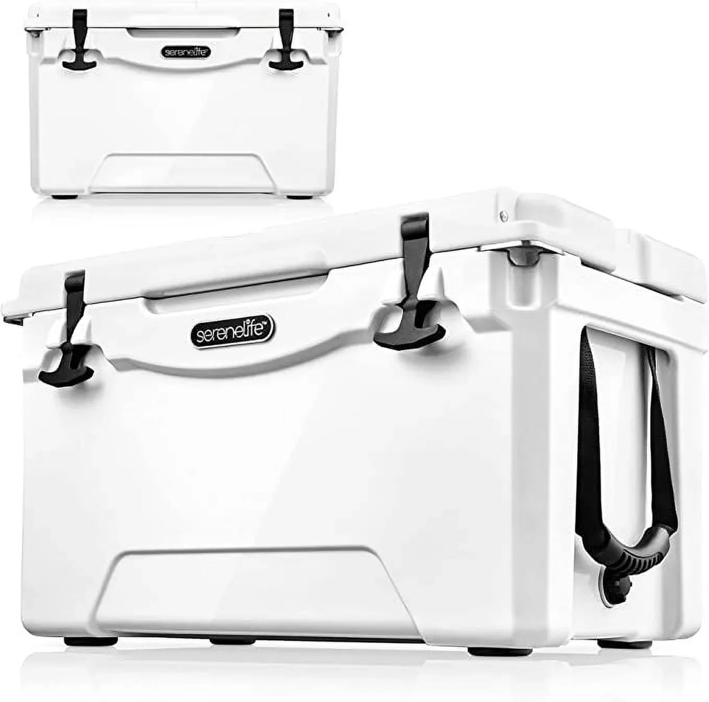 Cooler Travel SereneLife Heavy-Duty Cooler Lightweight Portable (White) W/ Box Quart Handles Ice 50