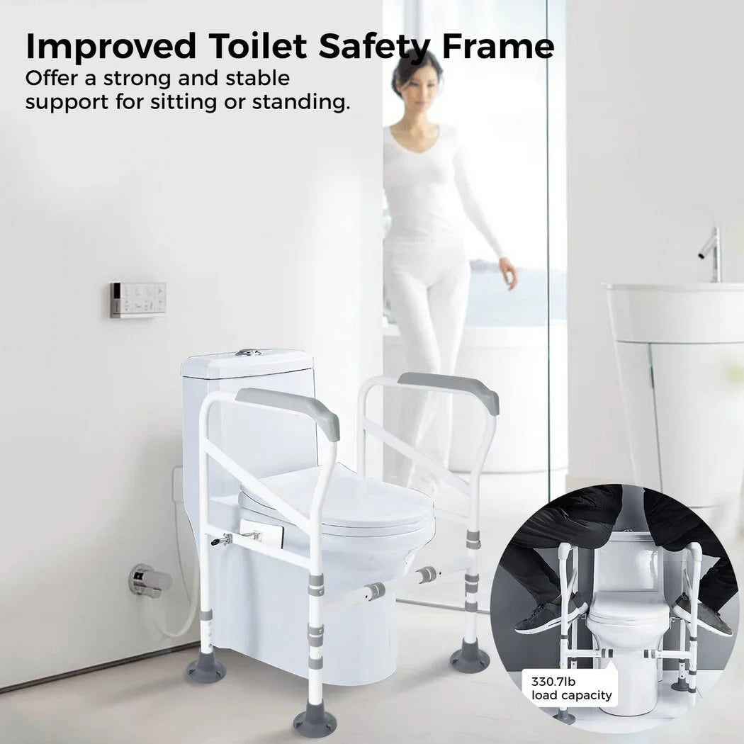 for Frame, Support Toilet Rails Elderly, Aid with Disabled, Safety Fit Toilet Non-Slip Standing Free-Assembly, Handles Adjustable Toilet Toilets Large All Safety Toilet for Mats,