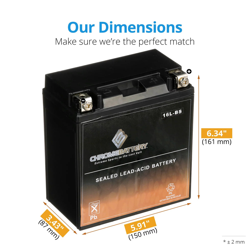 Sc YTX16L-BS Volt,14 (16L-BS for 230 Battery CCA) Kawasaki Battery 12 Ski Ah, 1995 Jl650 Jet Chrome
