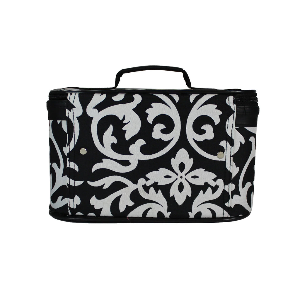 Case 2-Piece Damask Trim Pink Cosmetic Set - World Traveler