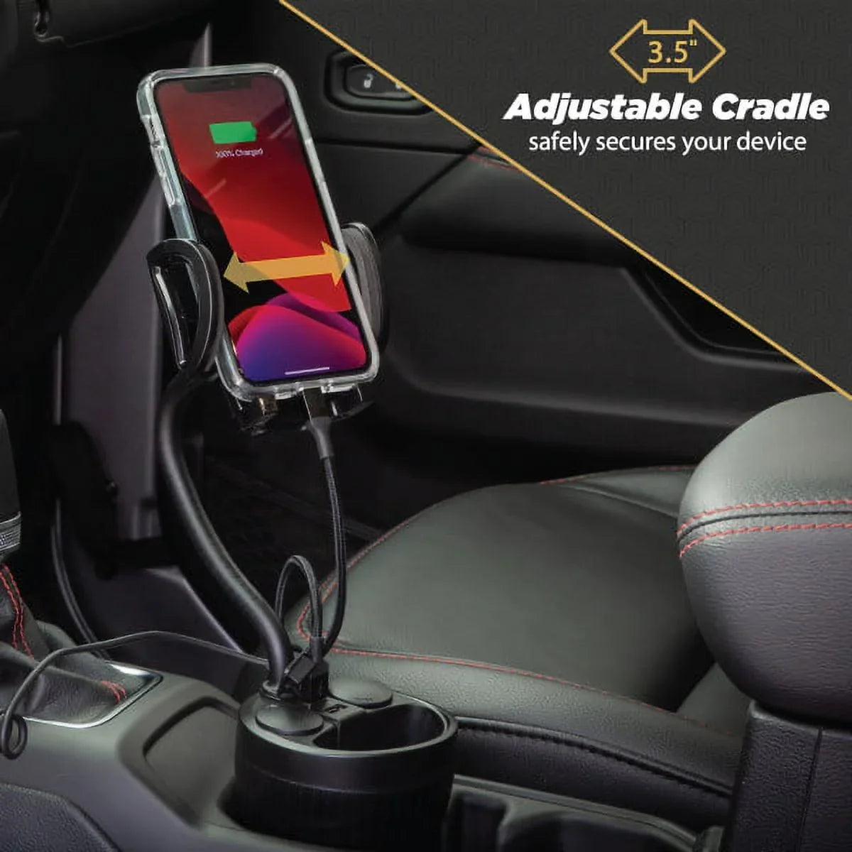 4” Car and Mount Holder Scosche Cup UH2PCUP Black Adjustable Arm Powerhub