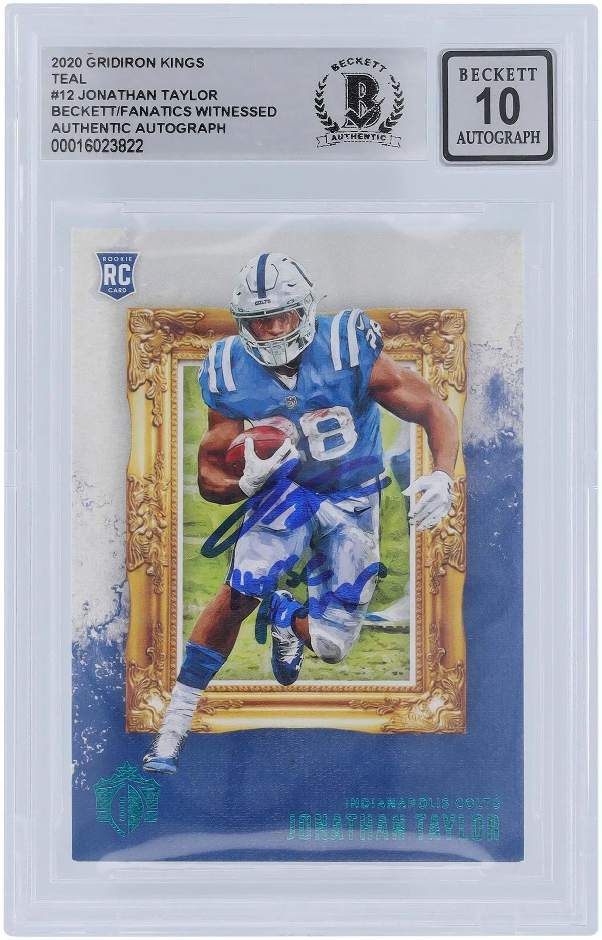 with Rookie 10 #GK-12 Power" Card - Taylor Panini Inscription Authentic Kings 2020 "Horse Teal Beckett Fanatics Autographed Authenticated Indianapolis Jonathan Gridiron Colts Witnessed Fanatics