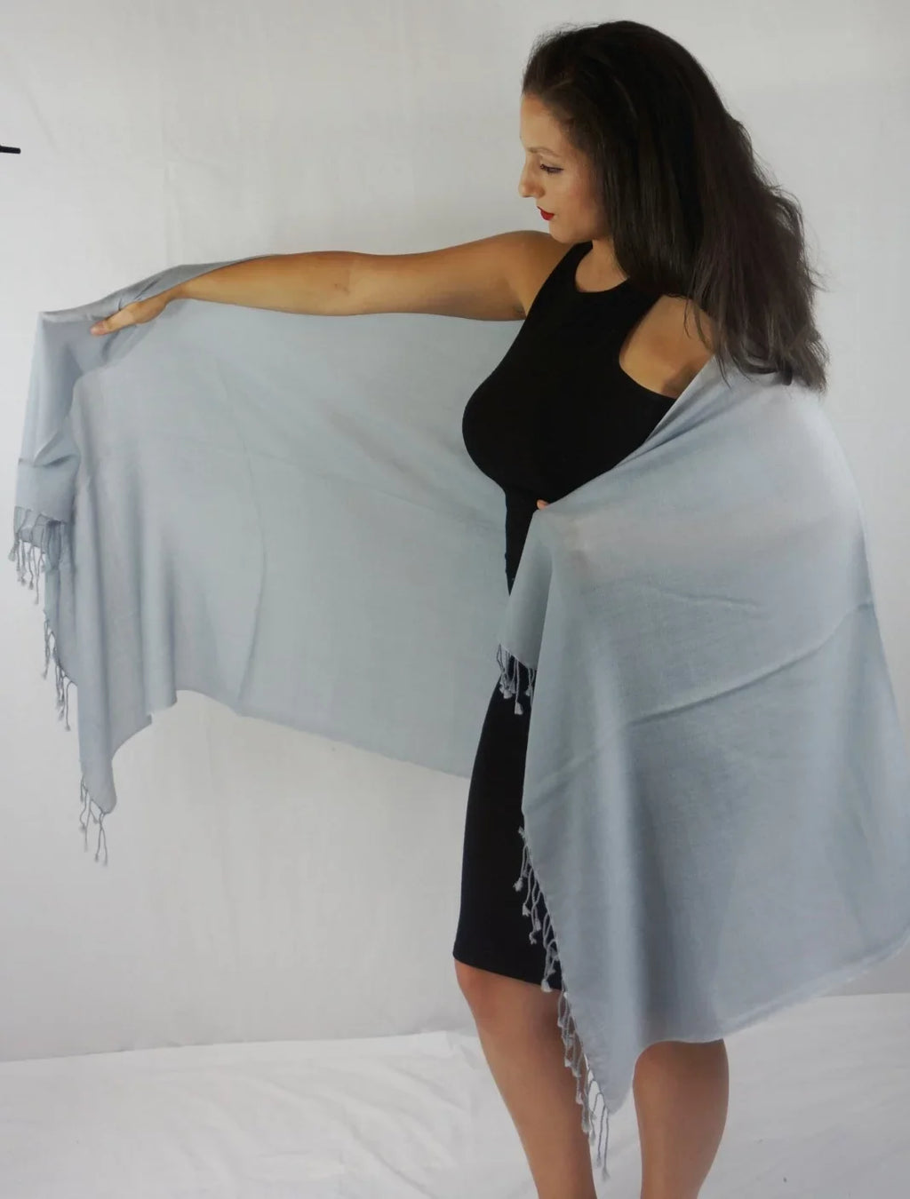 Scarf/Wool/Silk Grey) Shawl/Cashmere/Cashmere Scarf/Pashmina (Silver Scarf/Scarves/Shawl/Shawls/Stole/Wrap/Pashmina