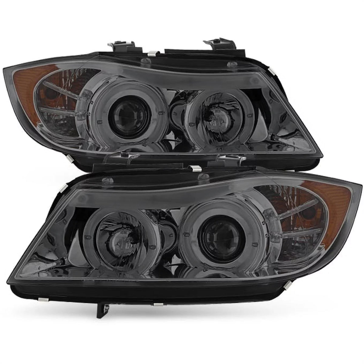 325 2007-2008 3-Series E90 06-08 Smoked LED Fits 2006 328, Sedan Headlights [Eye Halo Projector Lid] Fits select: