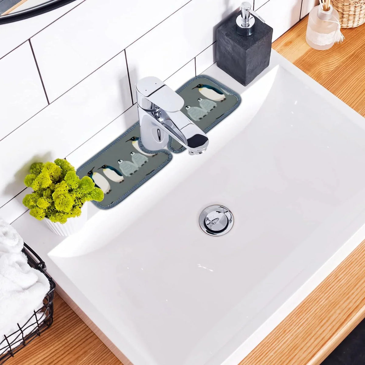 Bird Catcher, Mat, Sink Splash Sink Kitchen Countertop Washable Bath Absorbent Mats Drying Drip Microfiber GZHJMY Guard for Faucet Penguin Sea 3PCS Kitchen