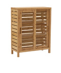 3 Floor Shelf Door 2 Bathroom Storage Bamboo Bracken Cabinet, Linon