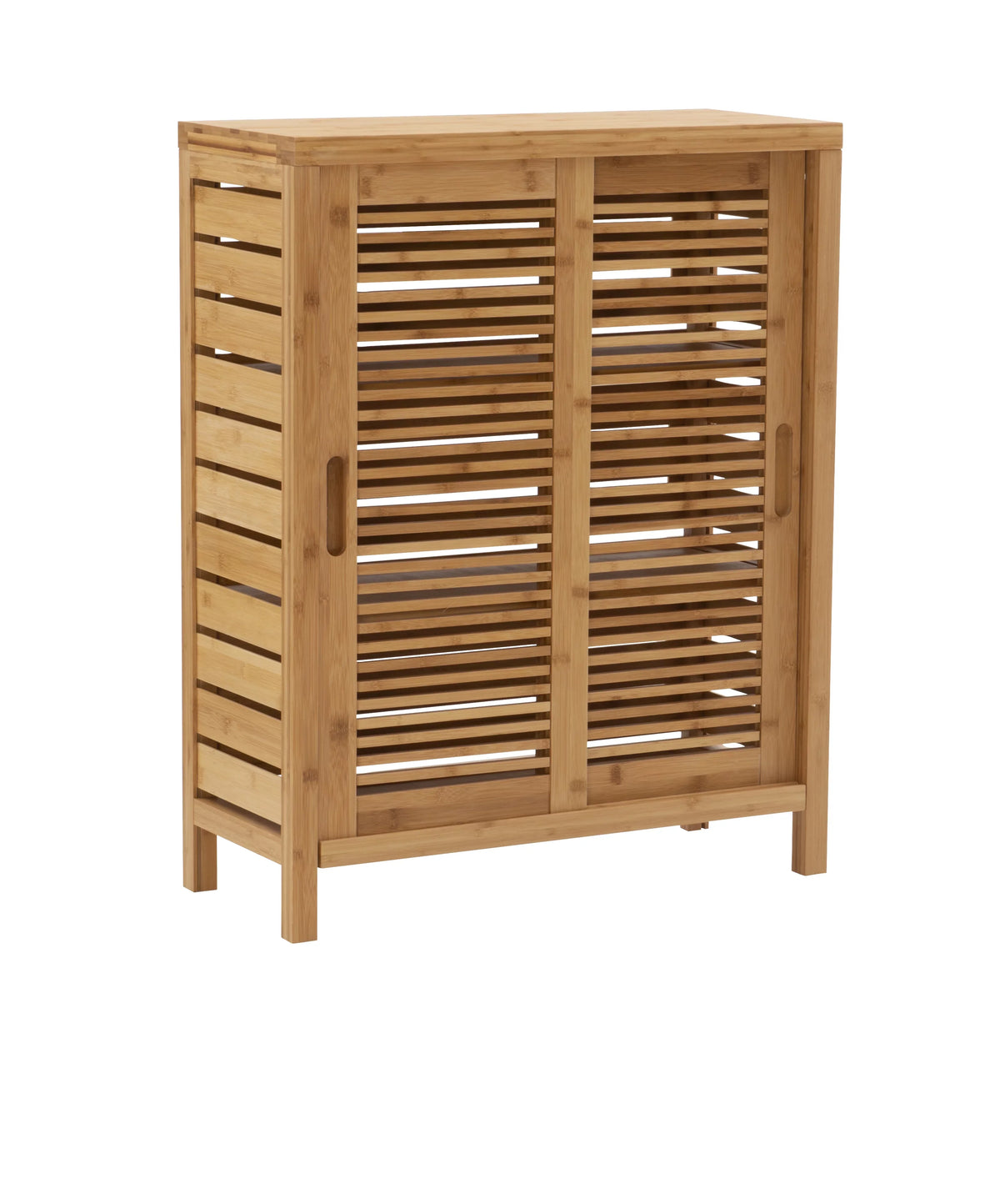 3 Floor Shelf Door 2 Bathroom Storage Bamboo Bracken Cabinet, Linon
