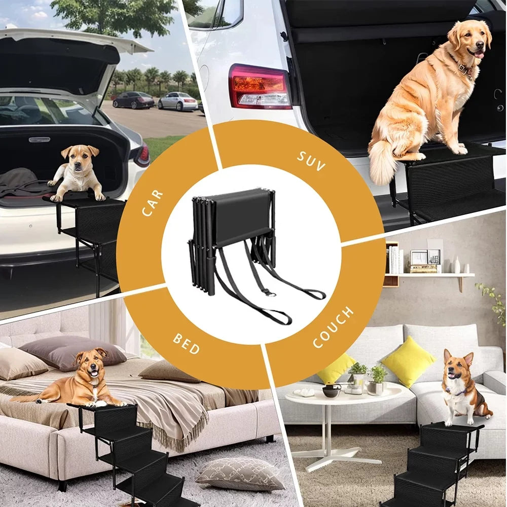 Sunb Stairs,Lightweight for Frame Ramp,Metal Nonslip Stairs Portable Foldable Steps Pet High Beds,Trucks,SUV,Car 4