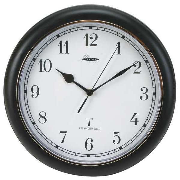 2CJA3 12-1/8" Black Analog 1Pack Clock, ZoroSelect Quartz Atomic Wall