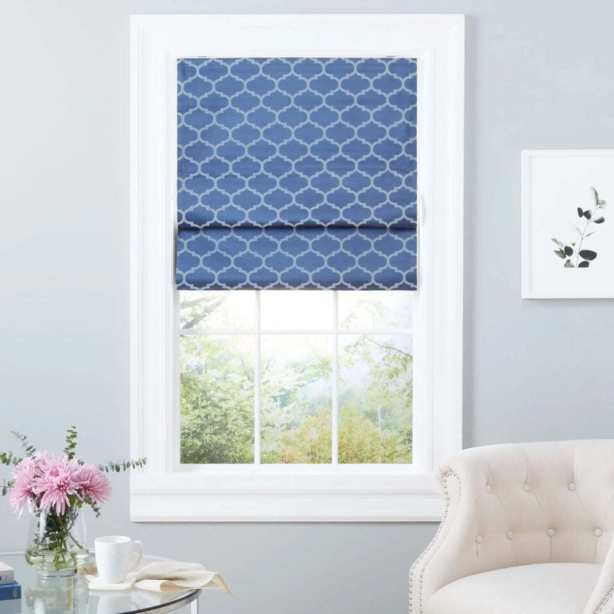 Total Shade, Blackout Trellis Indigo Home Montague Roman Exclusive 31"x64",