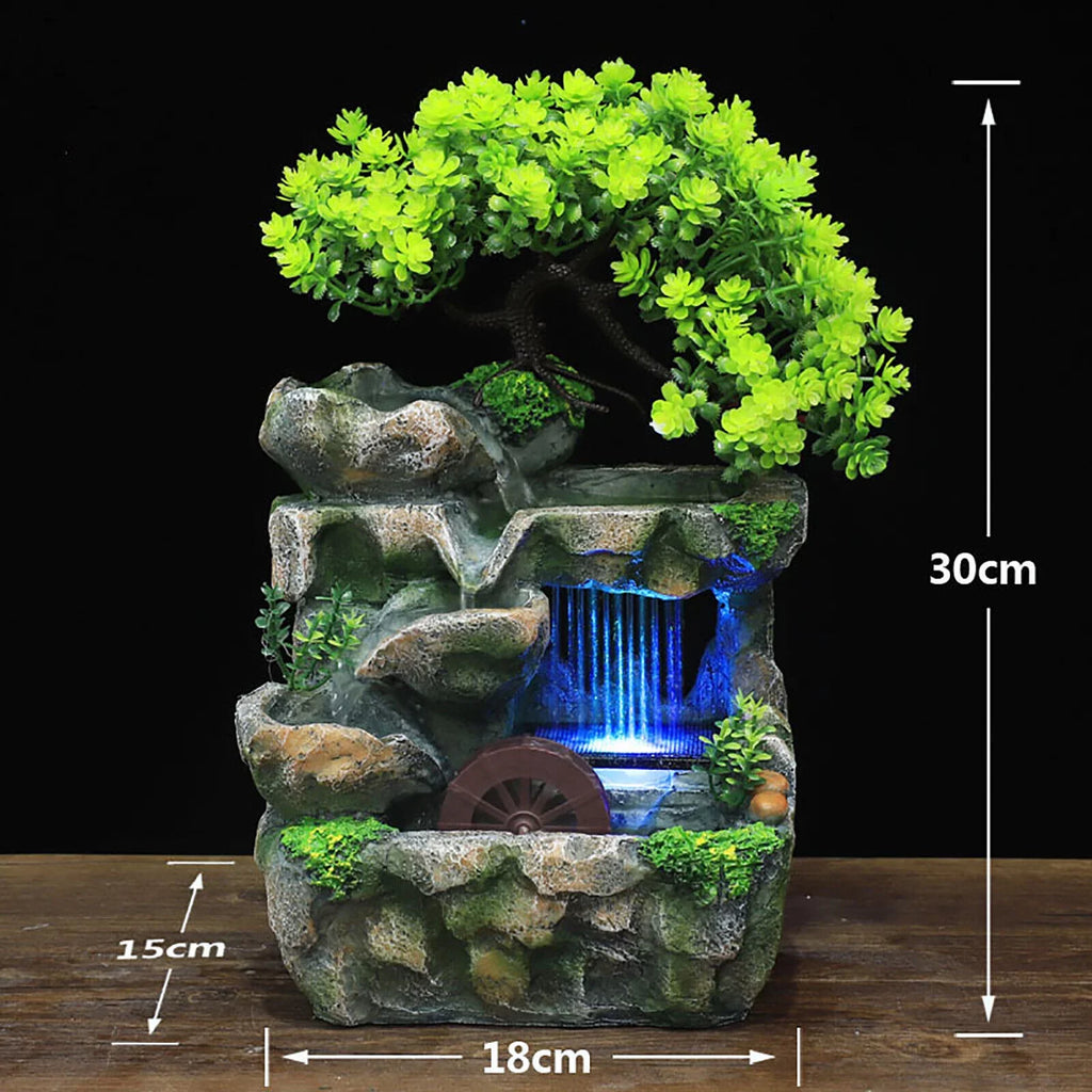 Zen Waterfall Indoor liquid Light with Feng Table LED Fountain Tabletop Decor Shui