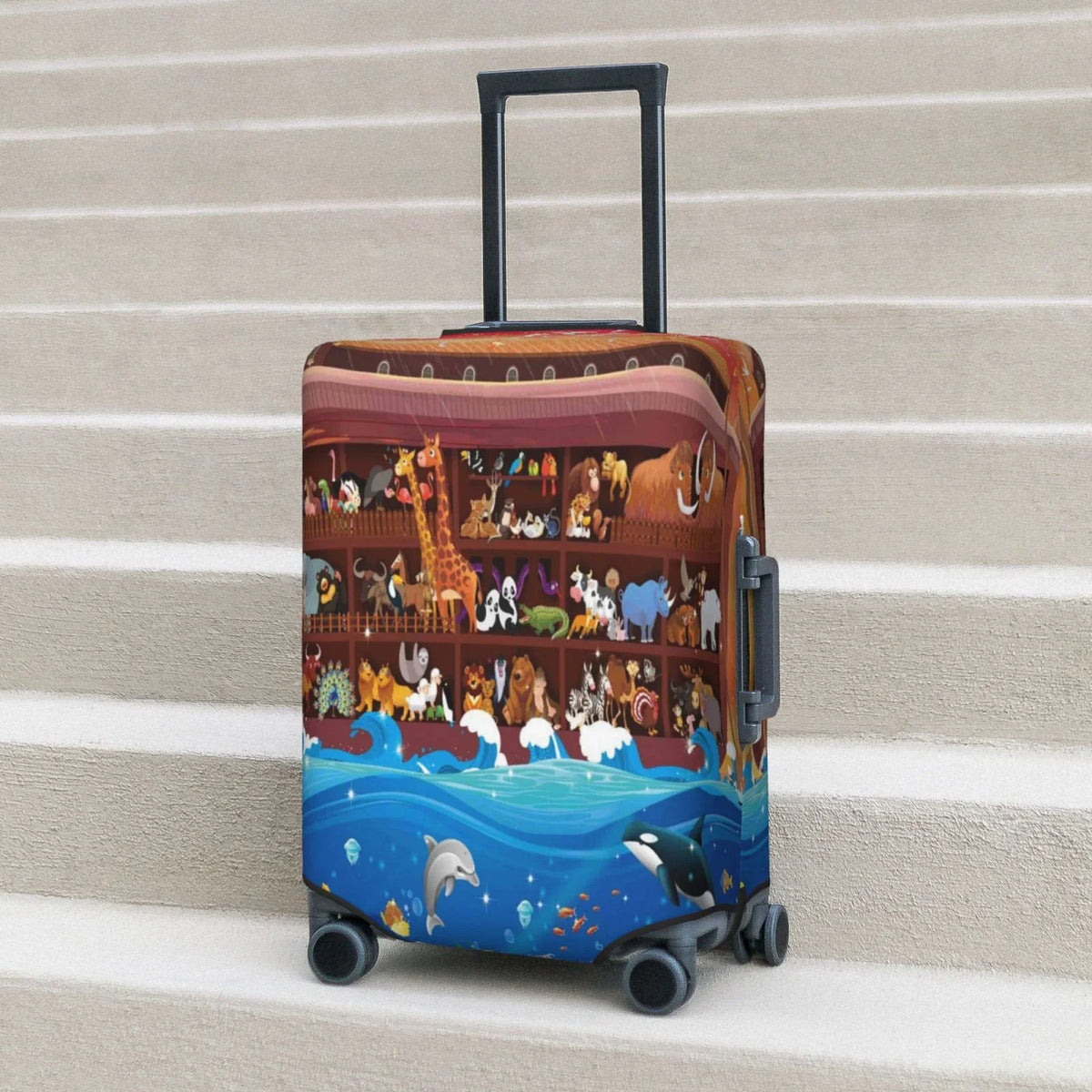 18-32 Noah'S - Ark2 Print Luggage Washable Inch Cover Fits Fashion Animals On Protector Luggage Junzan Suitcase