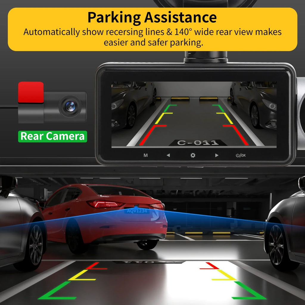 with Monitoring, Camera, Reverse Camera Inside Night Rear WDR,up Infrared 2K Channel G-Sensor, +1080P+1080P to128GB DashCam Front ZD60 AQV Loop Car Recording, 3 and Vision, Parking
