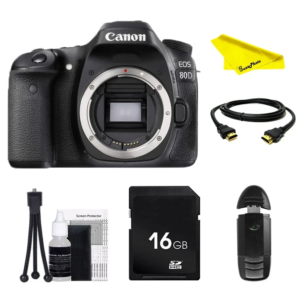 Bundle Canon with SD EOS Only) DSLR Camera 80D + Buzz-Photo (Body Card Beginners