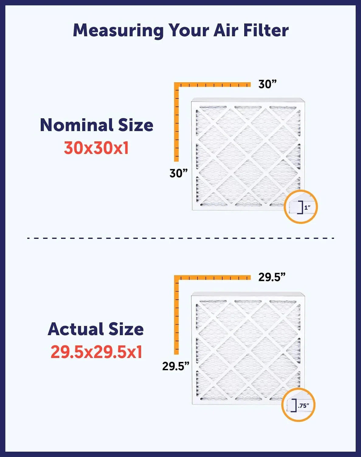 Filter HVAC Actual 24.5 dimension: A/C IN USA | Furnace MADE Filters | King 24.5x8.5x1a 8.5 x Filter 4-PACK | Pleated MERV Air 8 .75" | x