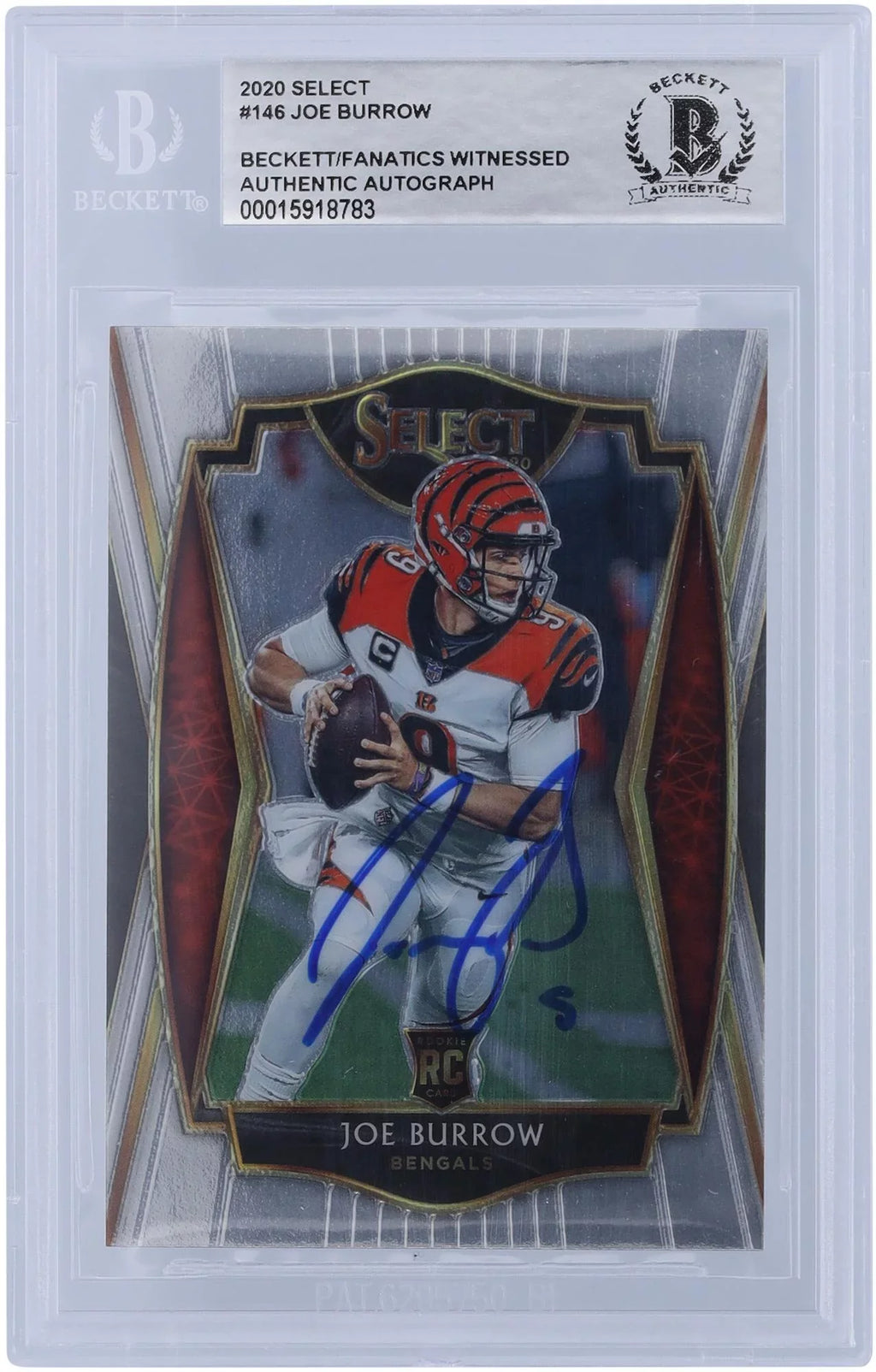 Cincinnati Select Card Authenticated Panini Witnessed Authentic Fanatics Bengals Certified Autographed - Rookie #146 Fanatics Burrow Joe Level Premier Beckett 2020