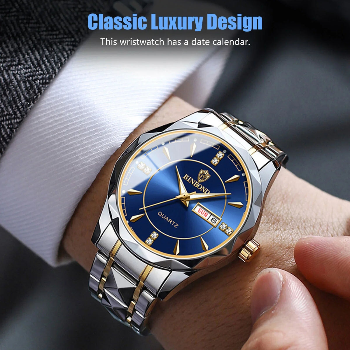 Steel Luxury Quartz Men's Stainless Classic Watch Luminous Waterproof Business