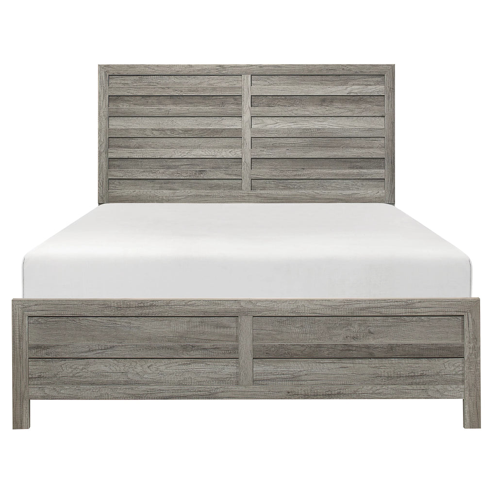 Finish Rusticated Classic Bedroom Bed Eastern Weathered King Gray Furniture dimension 1pc design