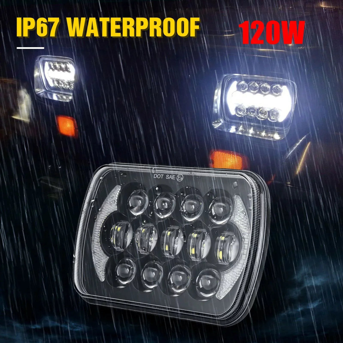 Hi 5x7" XJ For LED Beam Jeep Pair Lo Chevrolet DRL 7x6" 400W Headlight Cherokee