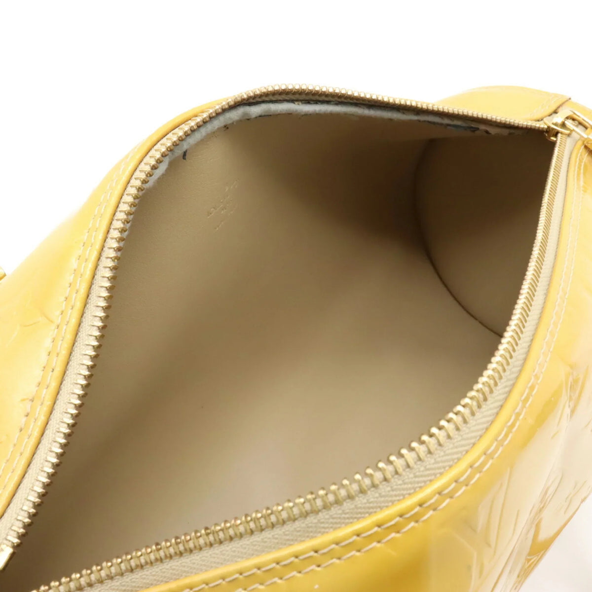 Pre-Owned (Fair) Handbag Bedford Yellow Enamel M91006 Beige Leather Vernis Monogram