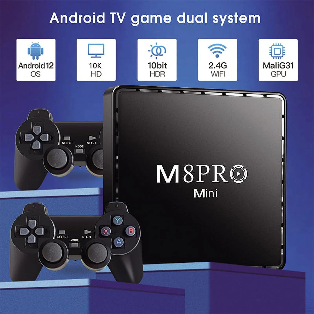 TV Pro Controllers Retor M8 4K Mini and 100M 10000+ Box Wireless Dual TV Game Android with Box System Game Game
