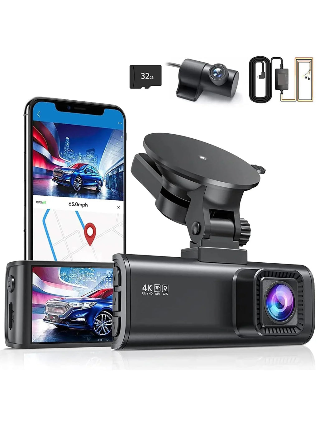 Type-C Kit Front Cam 4K Wi-Fi, with Camera, Hardwire Dash and GPS